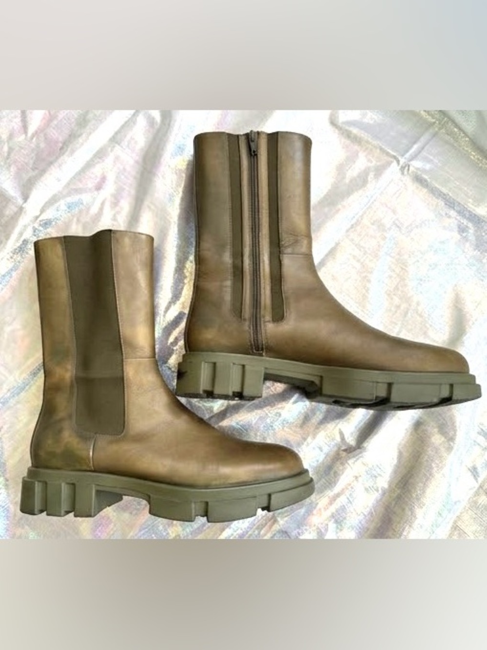 Free People Chunky Chelsea Boots in Olive Green